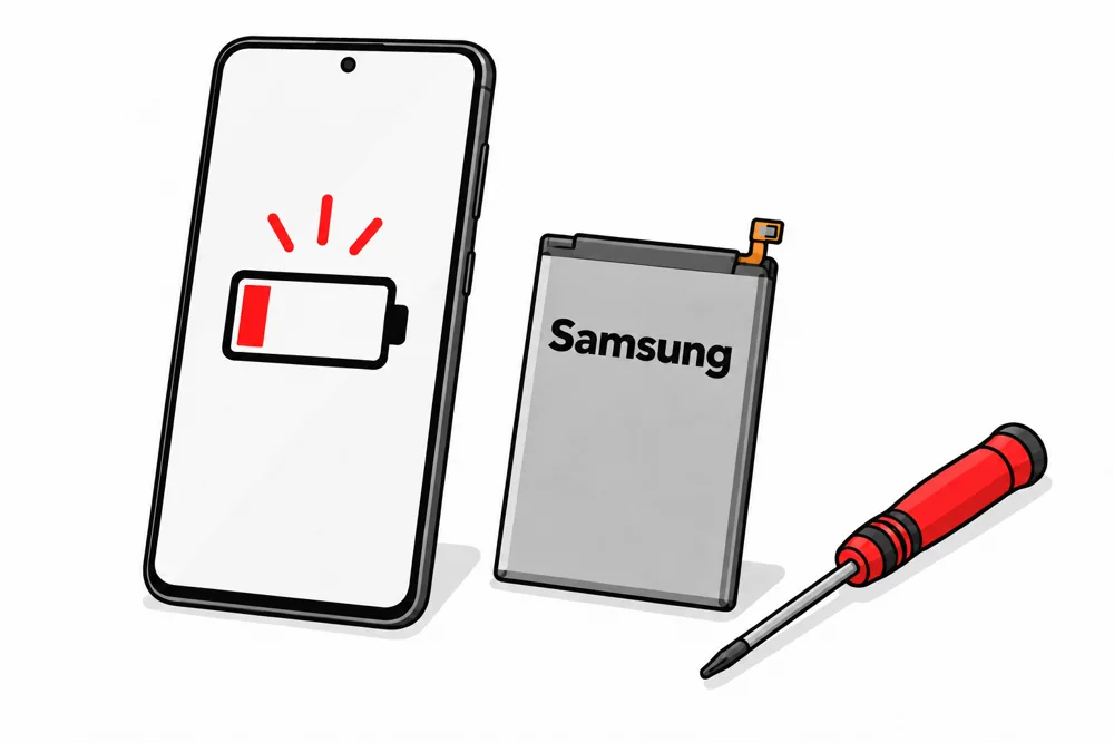 Замена аккумулятора Samsung — иллюстрация